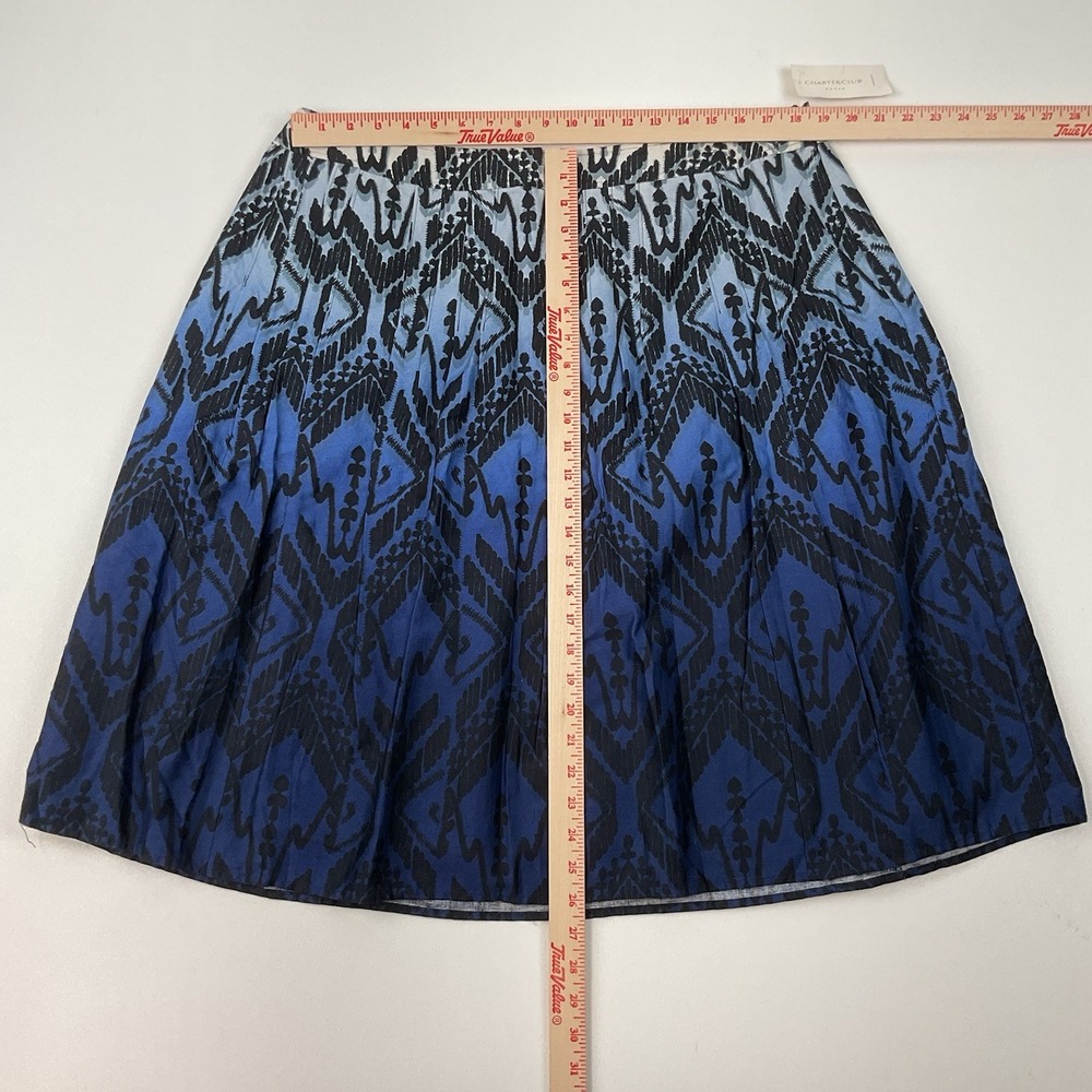 Charter Club Fiji‎ Skirt Sz 16W NWT Blue Black Ikat Print Pleated Cotton Lined - Picture 3 of 7